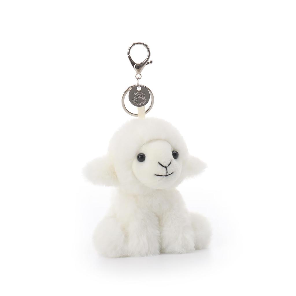 Apricot Lamb Cream Lamb Cute Soft Keychain Plush Toy, Perfect for Boys and Girls, Fits Kids Backpacks and Purses, 12cm