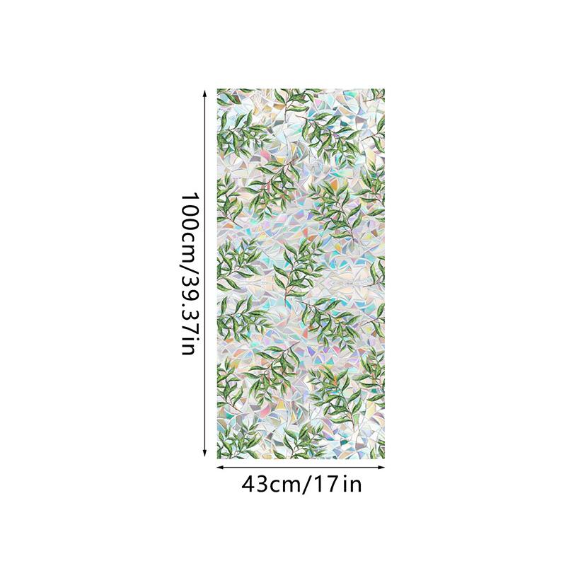 Window Film Static Cling Privacy Protection Stained Glass Film PVC Stained Colorful Plants Flowers Printed Home Decor Stickers