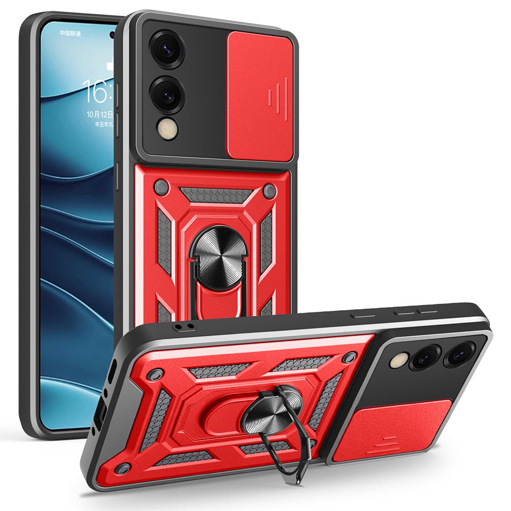 AMORUS For Samsung Galaxy S25 Edge Case Kickstand PC+TPU Phone Cover with Camera Lens Slider