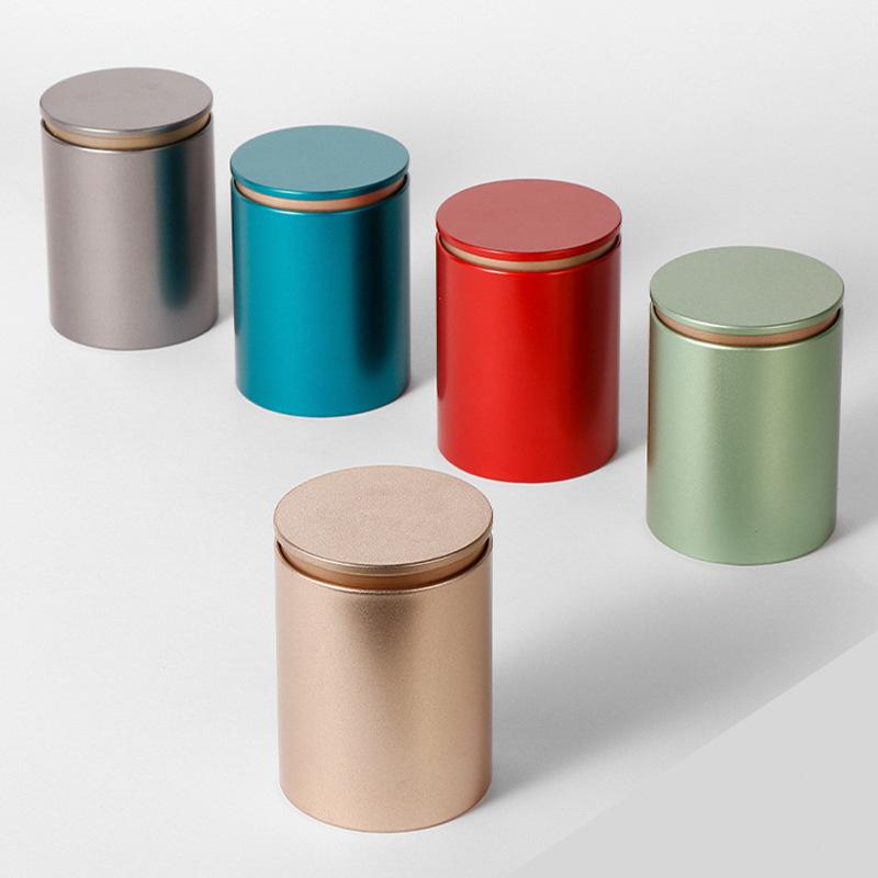 Portable Sealed Jar Travel Moisture-Proof Solid Color Nut Candy Food Coffee Storage Container Tea Can Metal Box Tinplate Storage