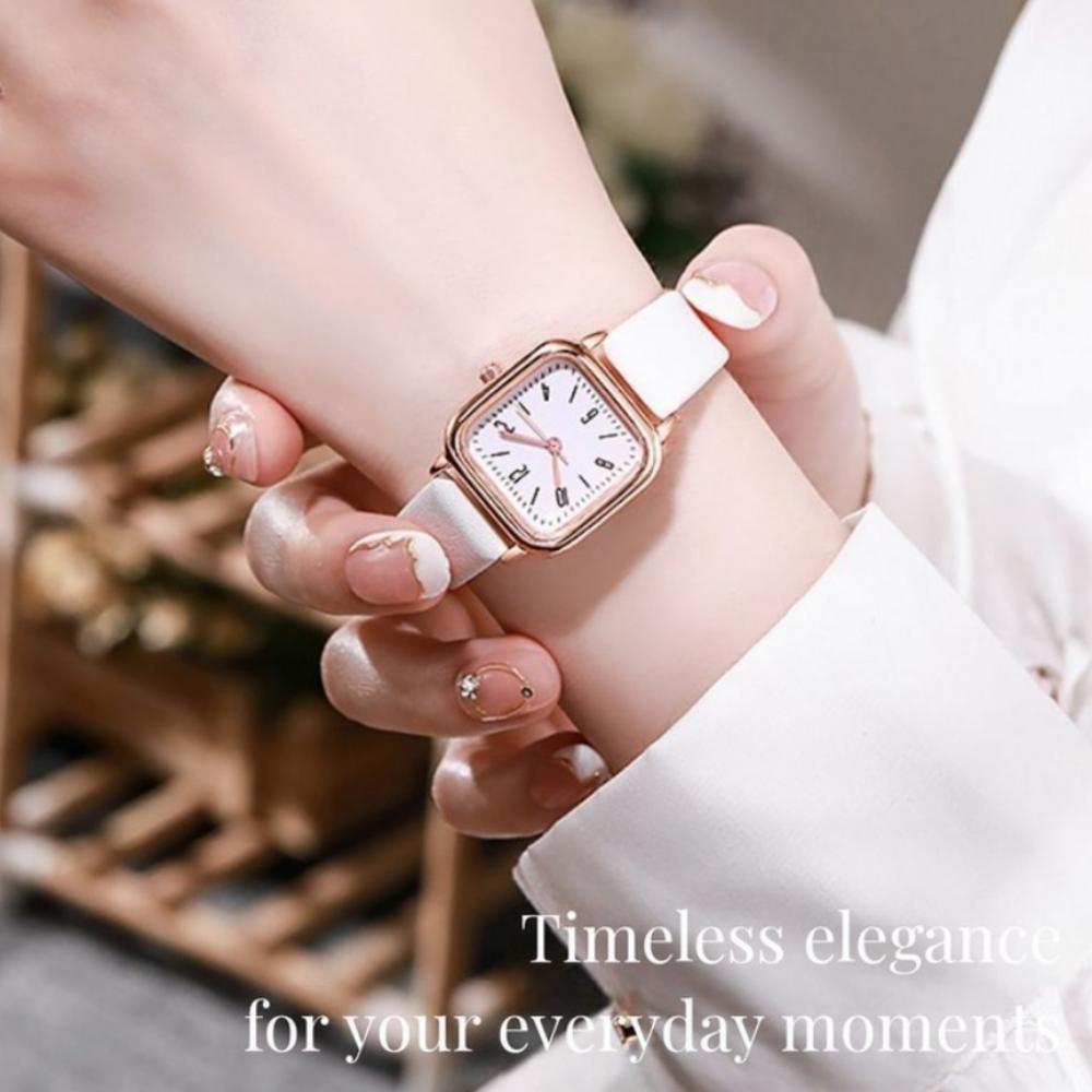 Lasmall Women's Leather Wristwatch: Simple, Daily Use Women's Watch Brown Color + Case Included