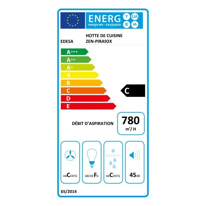 Edesa - Zen-pira92x - Inox - Hotte Murale Pyramidale 90 Cm - 780 M³/h - 250 W