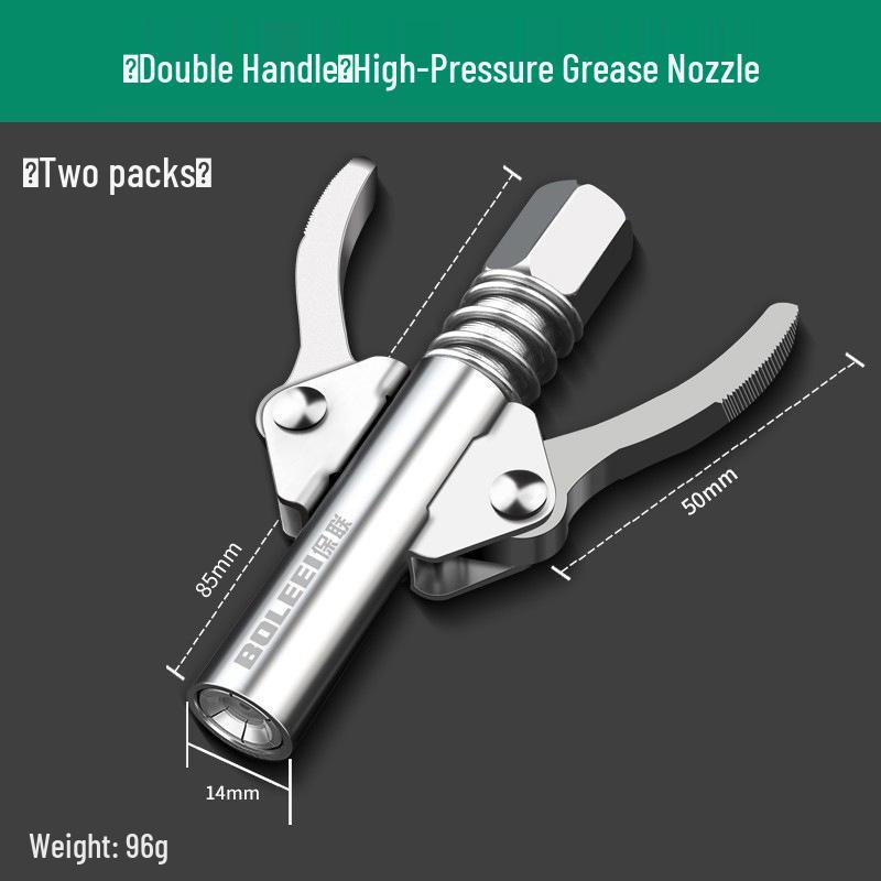 High-Pressure Self-Locking Grease Nozzle with Pliers-Type Grip and Flat Head for Electric, Pneumatic, or Manual Grease Guns