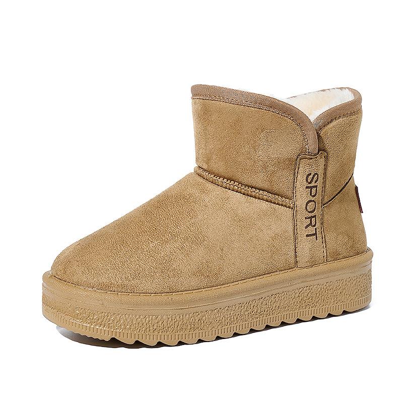 Women's large size soft sole fall and winter warm fur one snow boots padded lining non-slip hiking leisure sports cotton boots