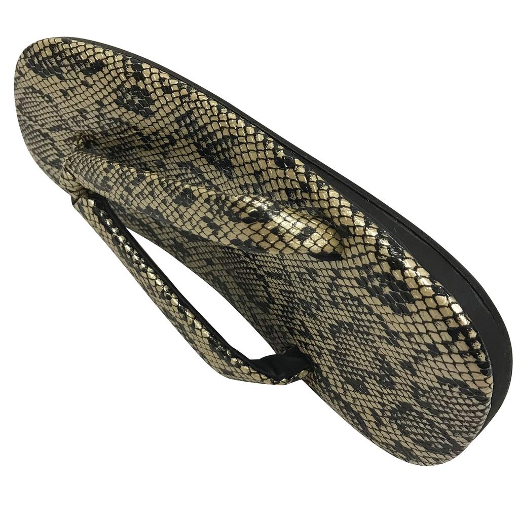 Edoten Geta Made In Premium Cowhide Leather Gold Snake Size L Sandals, Japan, Sole, Pattern,