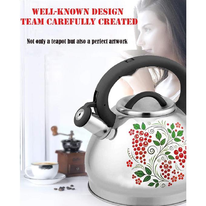 Tea Kettle for Stovetop Whistling Teakettle Tea Pot -3L Food Grade 304 Stainless Steel Color Changing Stove Top Teapot with Cool Handle,Loud Whistle
