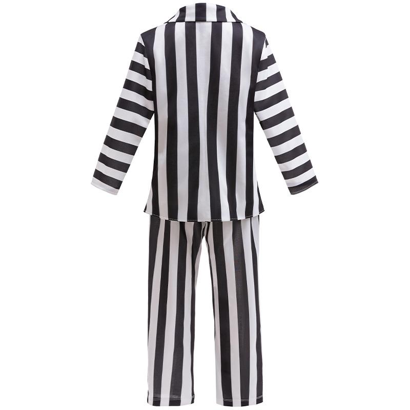 2025 New Halloween Cosplay Costume Black Society Master Stripe Cosplay Suit Set Performance Dress Classic Stripe Two Piece Set