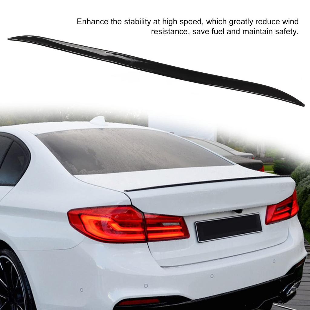 Qiilu Rear Trunk Spoiler Car Rear Trunk Spoiler Roof Wing Grip Glossy Black Rubber 120x4cm / 47.2x1.6in Universal Double-Sided Adhesive Included