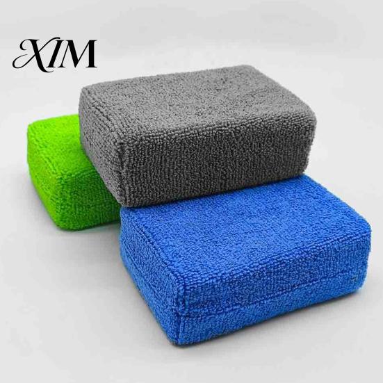 Quick Drying Automotive Care Microfiber Car Wash Sponge, High Density Soft Cleaning Pad, Household Motorcycle Yacht RV Glove Washable Reusable