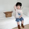 Girls' Summer Cotton Pajama Set - Breathable Cartoon Shorts and Round Neck Top