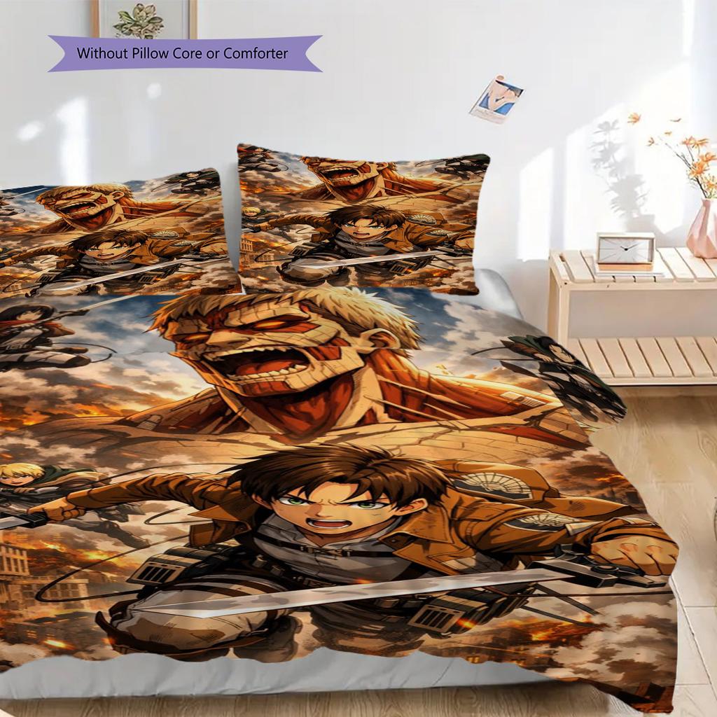 Attack Titan Set Bedding 1 Duvet Cover 2 Pillowcase Without Core Duvet Cover And Pillowcase Bedding Set Soft And Comfortable