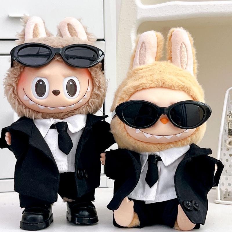 Labubu Black Suit Sunglasses Leather Shoes Clothes Set Doll Doll Clothes Doll Clothing