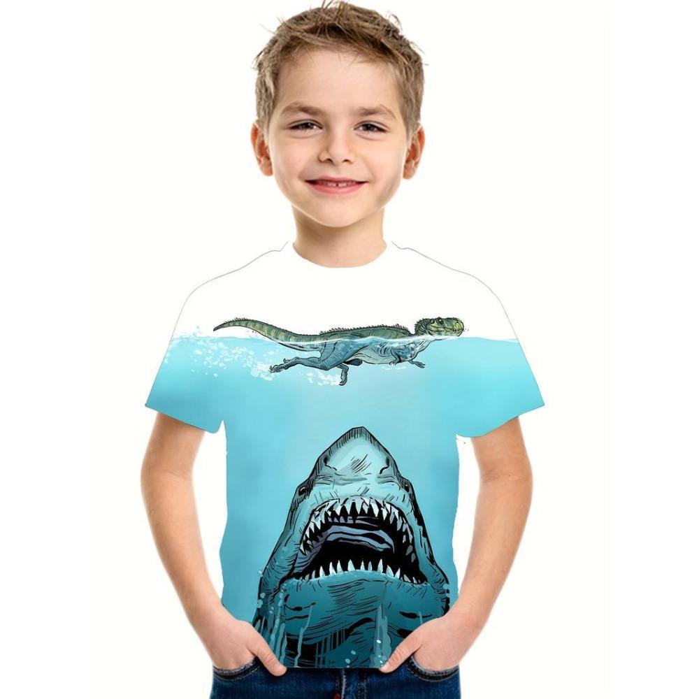 New Shark 3D Digital Print Children's T-Shirt: Short-sleeved, Round-neck, Breathable Summer Sports Top