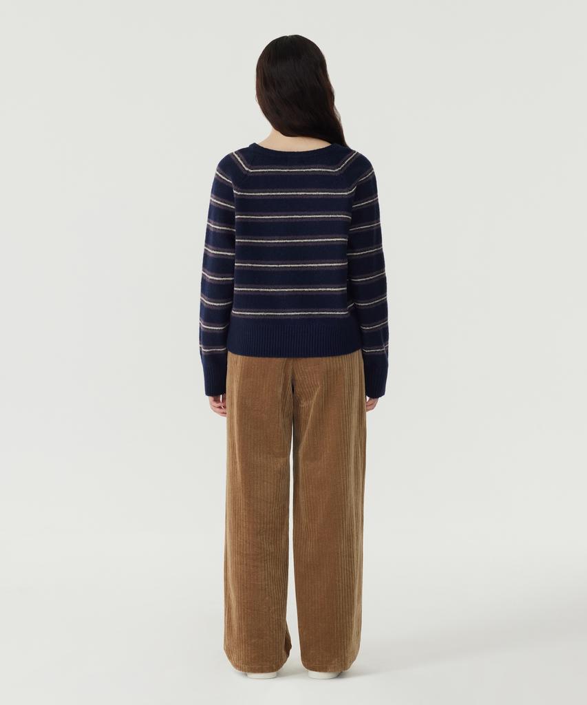 COVERNAT WOMAN Ribbon Stripe Knit Dark Navy
