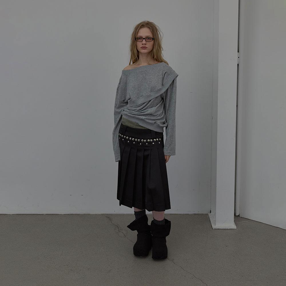 Lcdc Tm Stud Pleated Midi Skirt (Black)