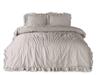 Bedding Set 220x200 100% CREASTED COTTON with Ruffles, Natural Cream