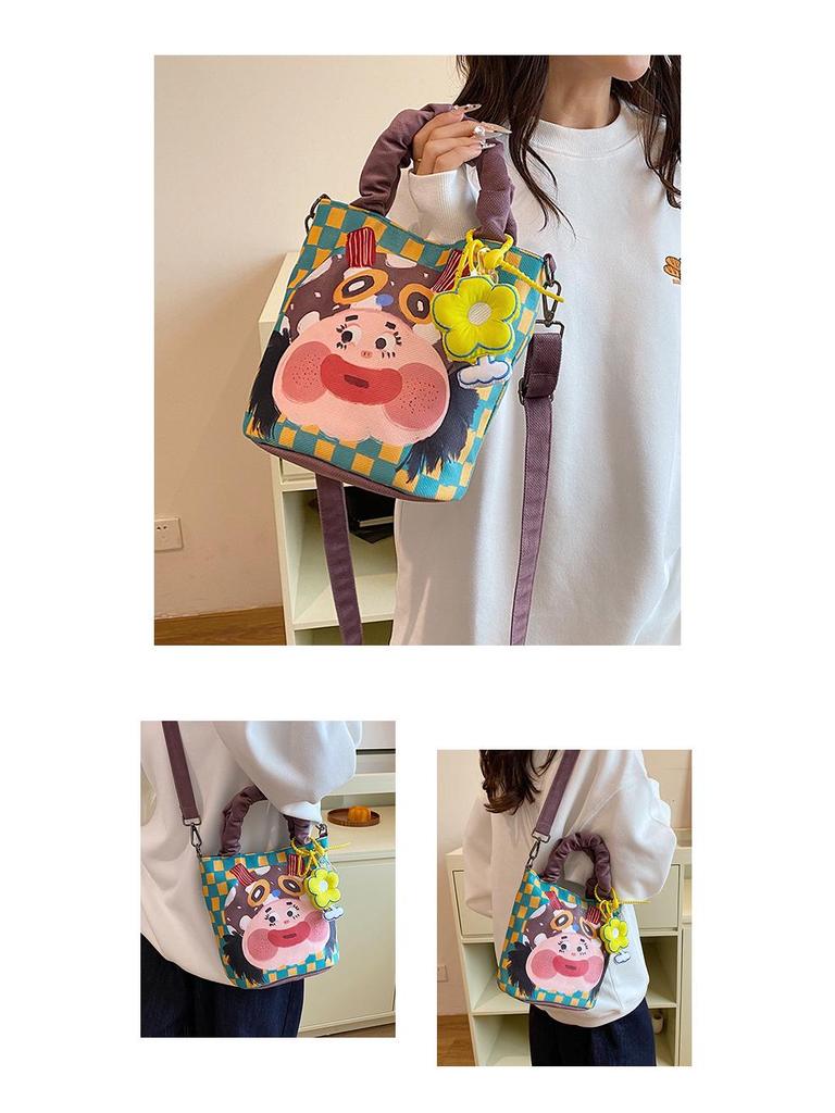 Damen Graffiti Illustration Schultertasche - Lustiges & Frisches Crossbody Bucket Design