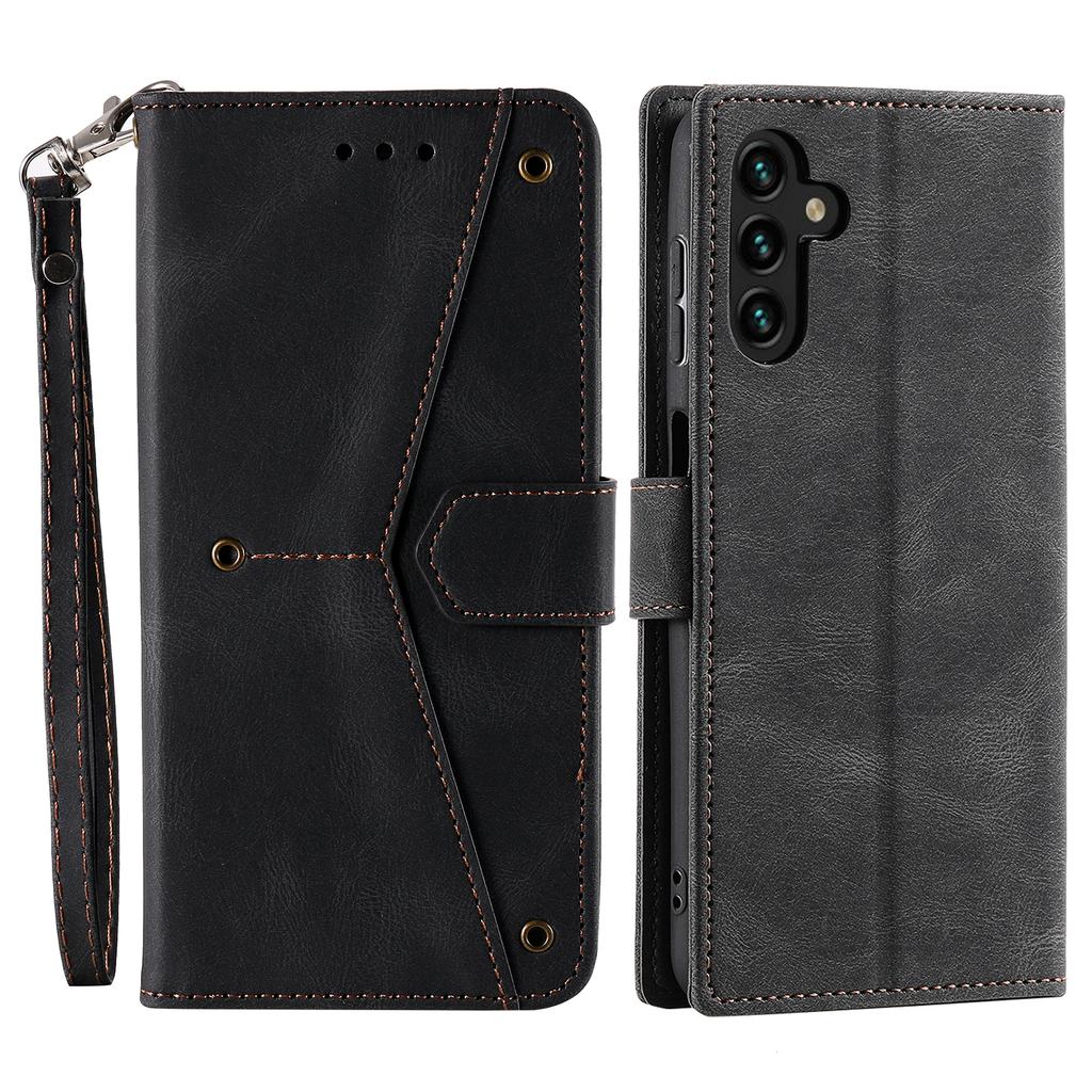 For Samsung Galaxy S26/S26 Pro Leather Case Splicing Stitching Wallet Phone Cover with Wrist Strap