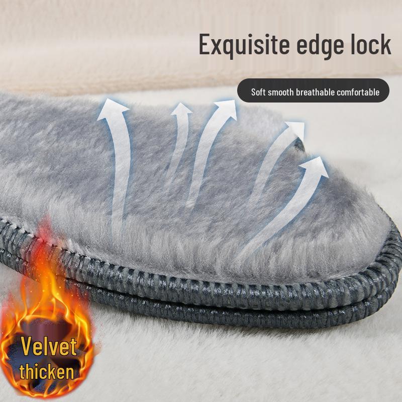 Winter Fleece-Lined Thickened Insoles with Soft Faux Rabbit Fur, Sweat-Absorbent, Odor-Resistant, Felt Cotton for Men's Warmth