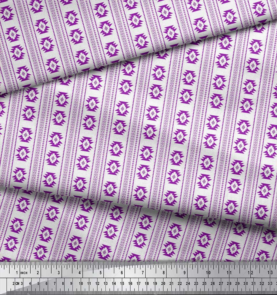 Soimoi Green Japan Crepe Satin Fabric Aztec Geometric Printed Craft Fabric by the metre 42 Inch