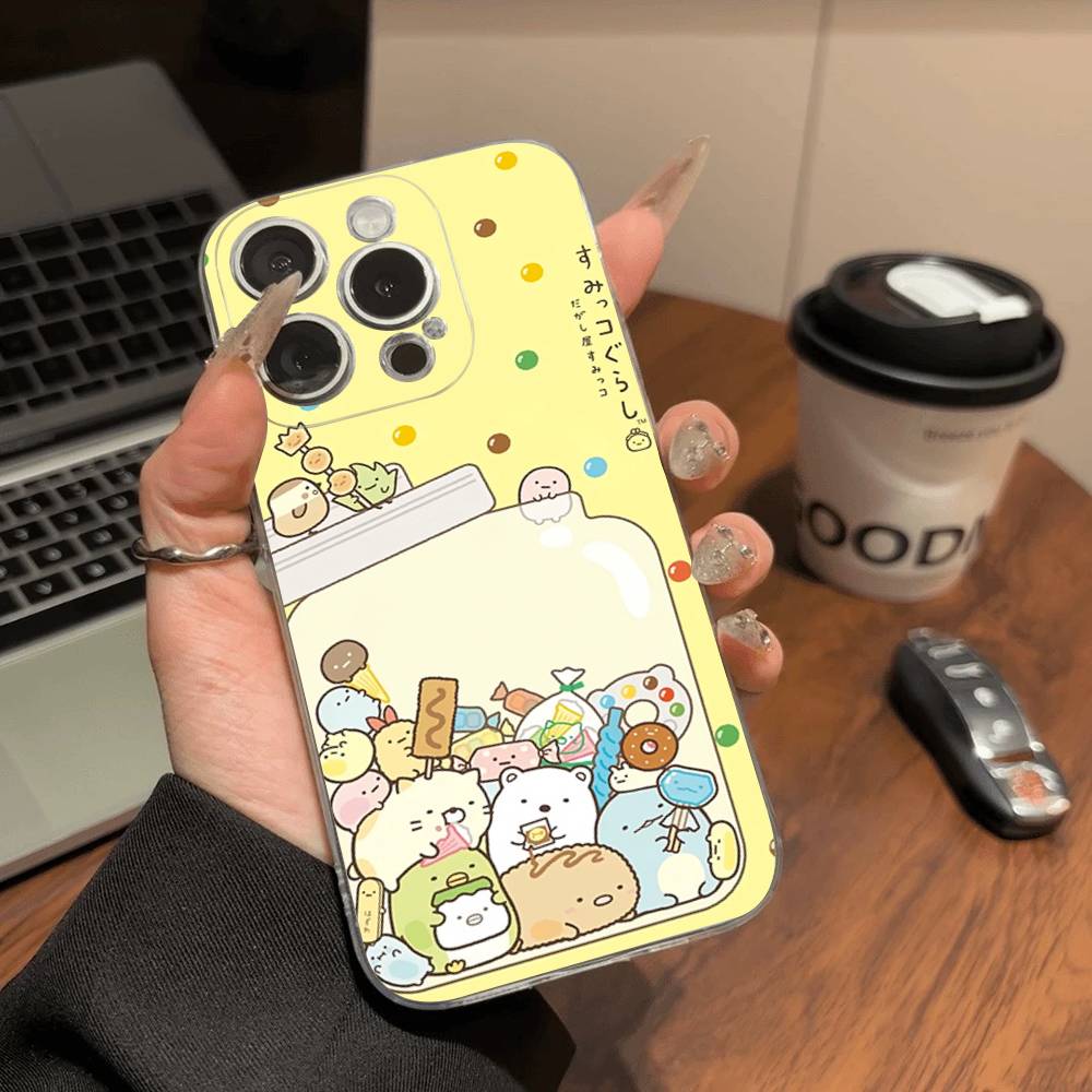 Anime S-Sumikko G-Gurashi  Transparent TPU Phone Case for iPhone 17 11 12 13 14 15 16 Pro Max 16 Plus Cover