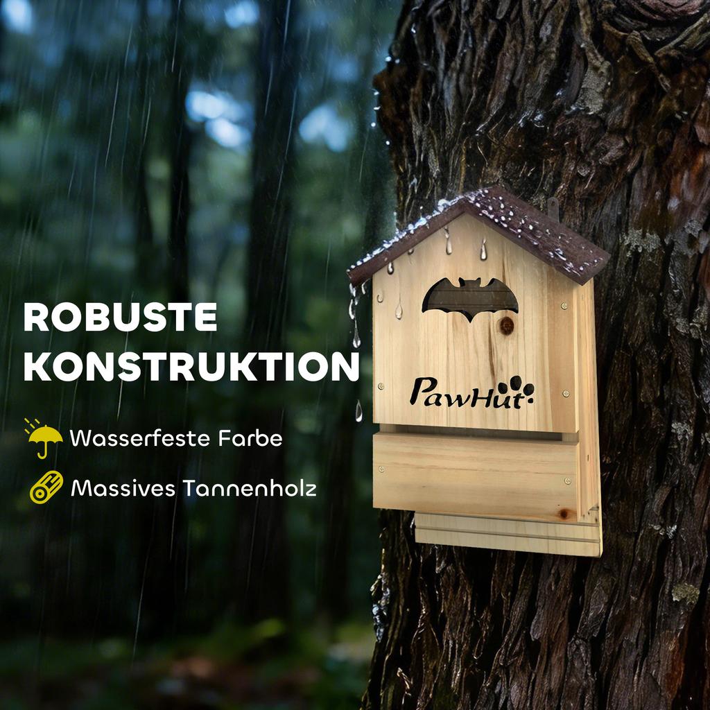 Bat Box 3 Piece Set Made Of Fir Wood Bat House For Bats To Hang In Gardens 21.5 X 11.5 X 34 Cm