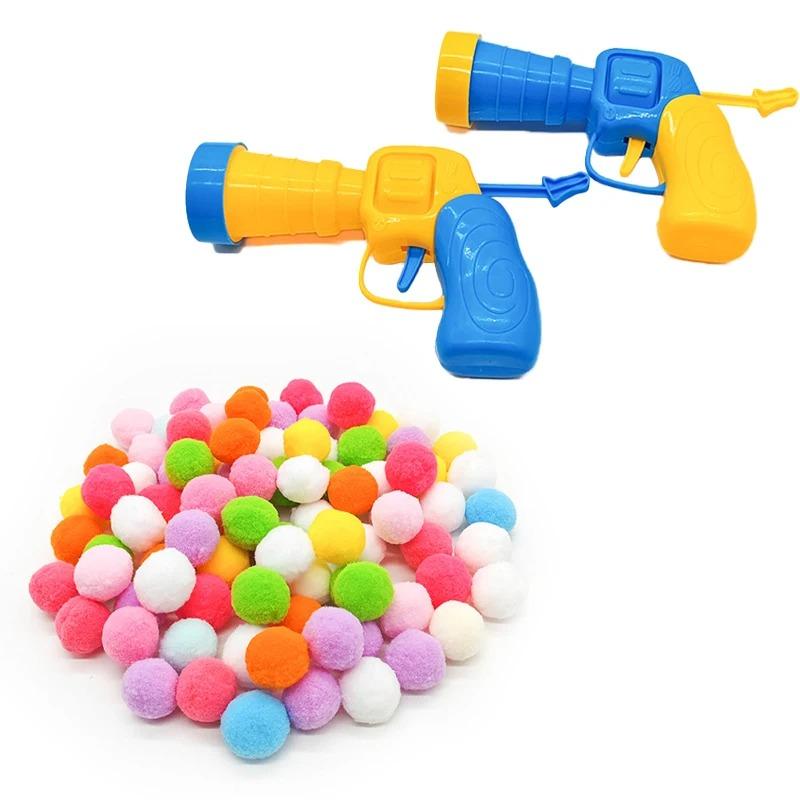 Cat Plush Ball Shooting Gun Relieving Depression Silent Ball Cat Toy Mini Shooting Gun Games Plush Ball Toys Pet Supplies