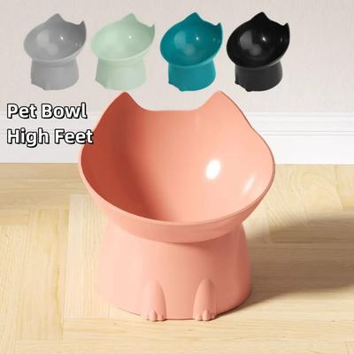 New High Feet Cat Bowl with Long Ears Anti-overturning Pet Bowl Neck Protection Plastic Pet Food Bowl Pet Supplies