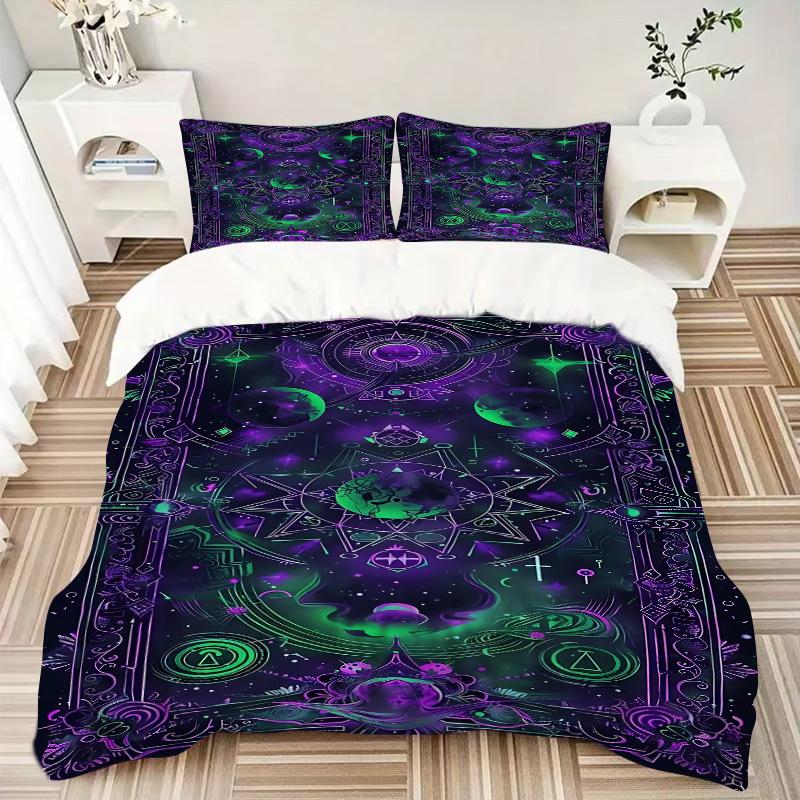 3pcs Cosmic Mandala Bedding Set, Includes 1 Comforter + 2 Pillowcases, Without Pillow Inserts, Soft Comfortable, Lightweight Breathable053