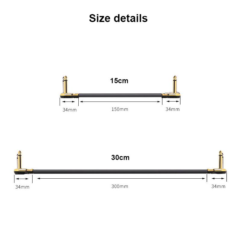 1/3Pcs Guitar Effect Pedal Cable 6.35Mm Flat Patch Connecting 1/4 Right-Angle Plug Guitar Instrument Accessories 15/30Cm Length