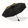 Golden Star Moon Sun Symbol Circular DecalUmbrella, Portable 3-Fold Umbrella for Men & Women,Christmas Gift ES286