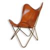 Morden Tan Brown Leather Butterfly Chair Folding Home Decor Chair for Living Room, Office, Bar Chair