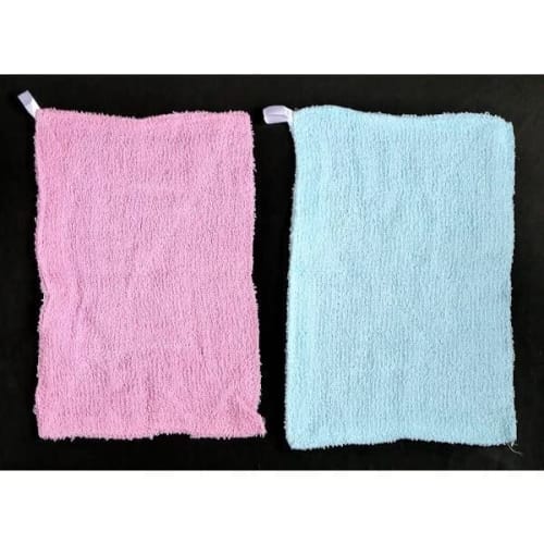 Okazaki Cotton Colored Cloths, 2 count, 20cm x 30cm, Pink and Blue, Cotton Material, Absorbent, with Loops