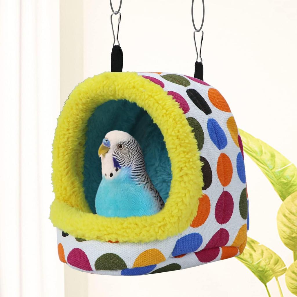 Bird Hanging Hammock Winter Warm Parrot Nest House Bed Plush Snuggle Pet Cave Hammock Toy for Conure Lovebird Budgie Parakeet Cockatiel Cage