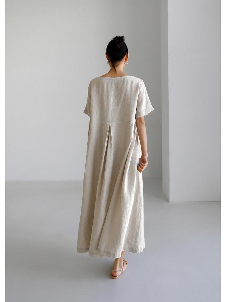Abito Pullover Lungo in Cotone e Lino Taglie Forti Stile Mori Estate 2025 – Ispirazione College