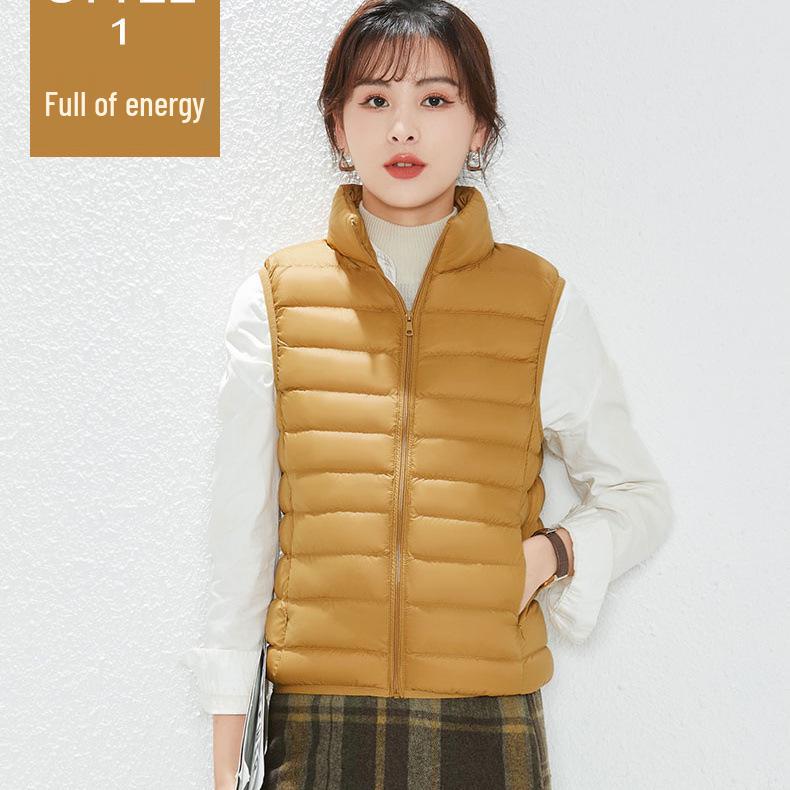 Youjia Dámská lehká vesta s 90% prachovým peřím z bílé kachny - Bez rukávů, hřejivá a stylová pro podzim a zimu