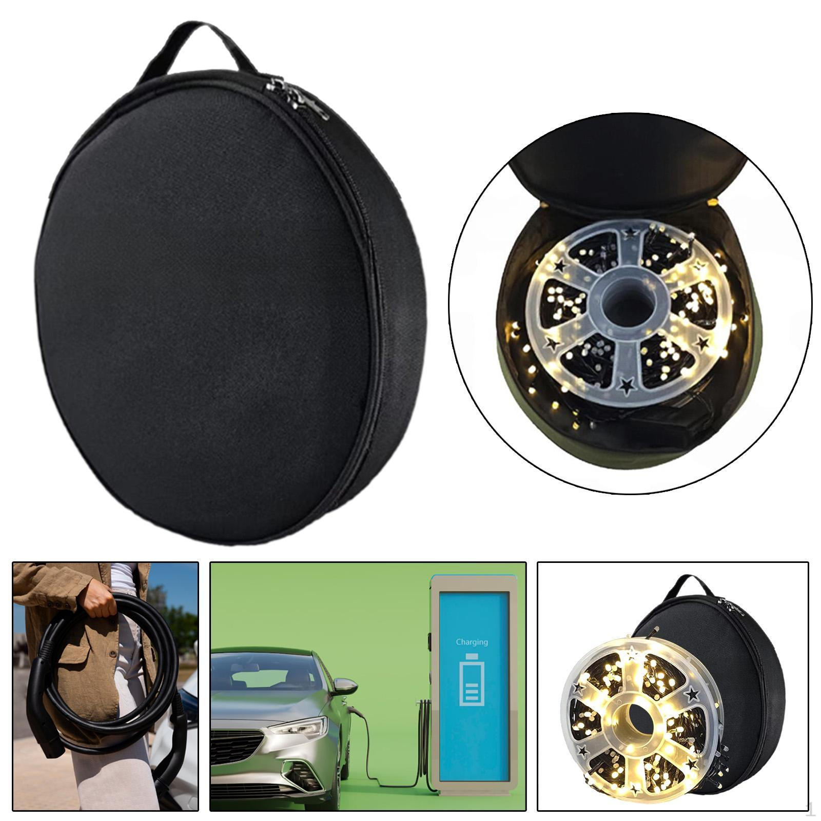 

Car Charging Cable Organizer Bag Multi Purpose Wear Resistant Oxford Cloth for RV Sewer Hoses чорний