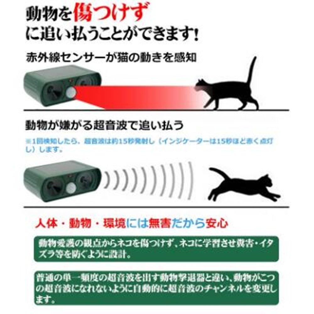 OUGUAN Ultrasonic Cat Set of Pest Bird Cat and Dog LED Repels Bird and Pest Control Device for Garden Protection Repellent, 2, Solar-Powered,
