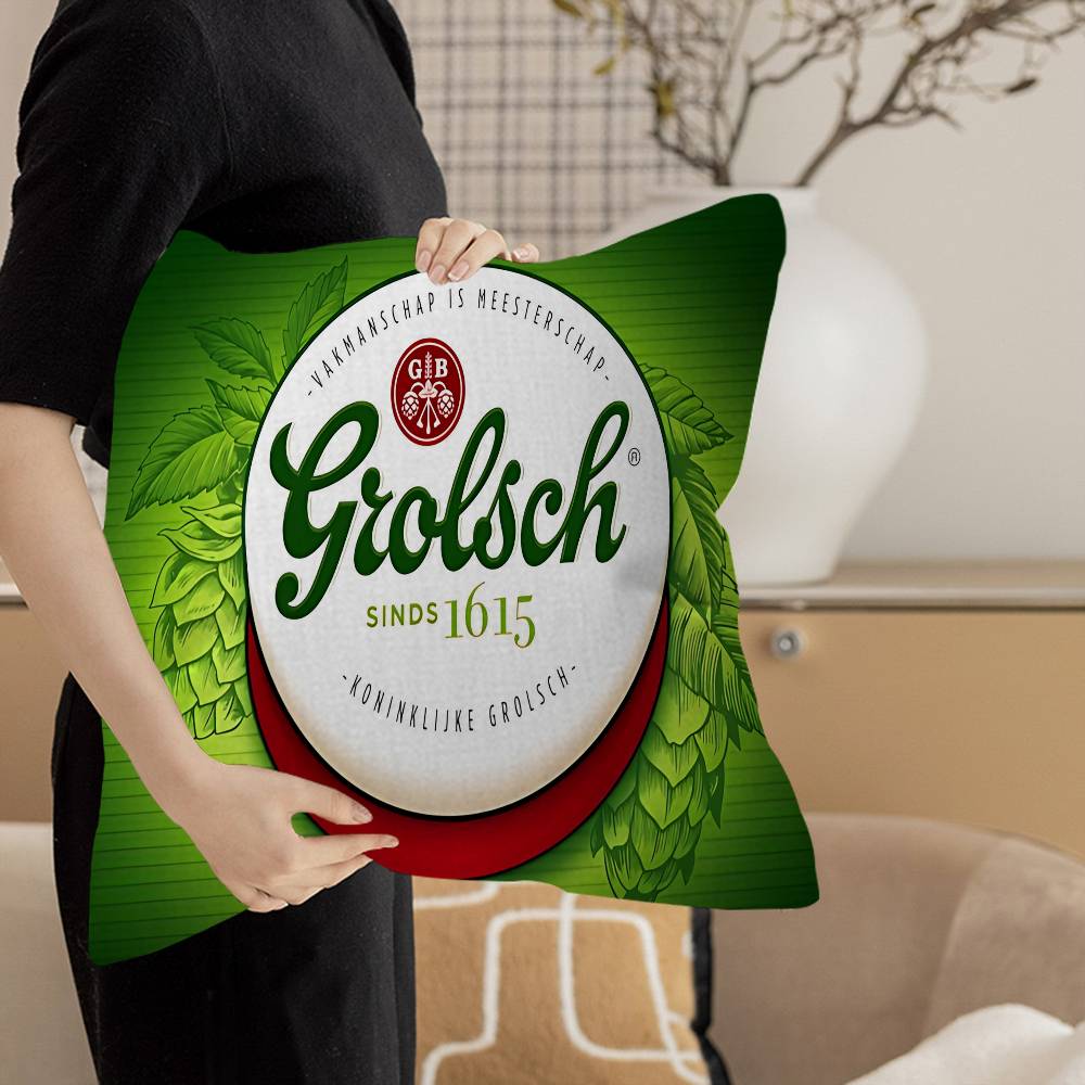 Grolsch Lager Beer Pillow Cover For Bedroom Room And Living Room Sofa Decorative Cushion Cover