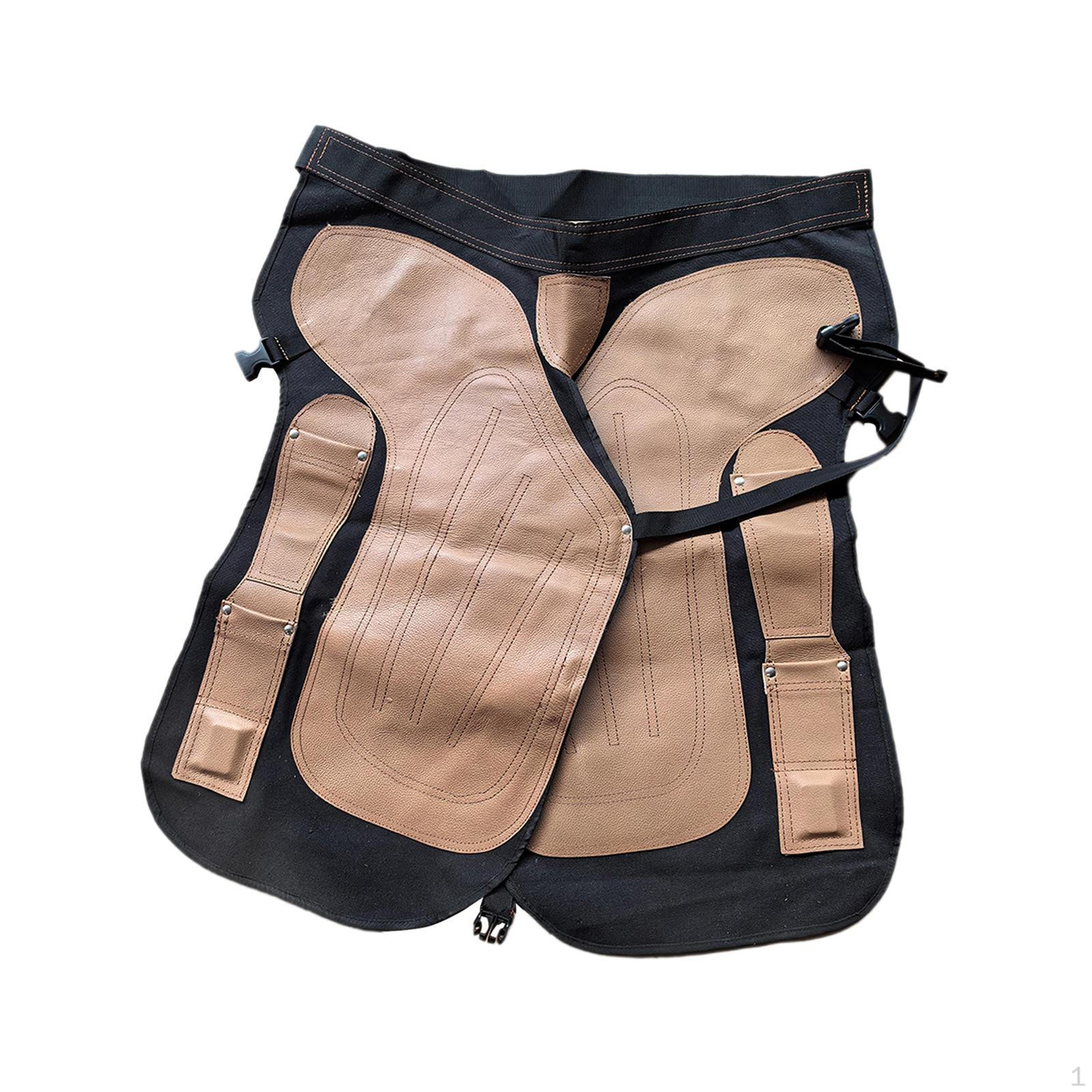 

Farrier Aprons Chaps Men Women, PU Leather and Canvas Apron, with Pockets Horseshoeing Tools