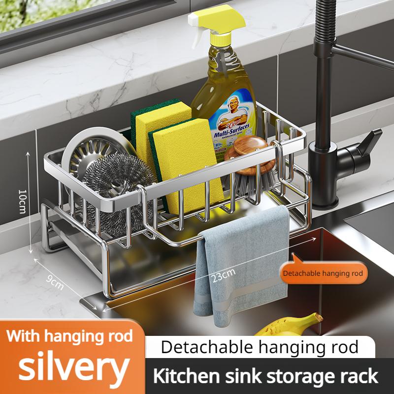 

Вешалка для тряпок Кухня Бытовая раковина Слив Посуда Сушилка Полка для посуды Аксессуары для ванной Органайзер Хранение и организация Роман серебряный