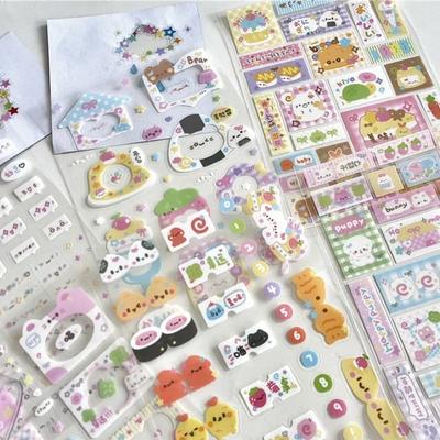 8ks/set Nálepka s designem Kawaii pro děti Nálepka s korejským roztomilým kresleným zvířátkem z výstřižkového deníku Nálepka s krásným DIY dekoračním papírem