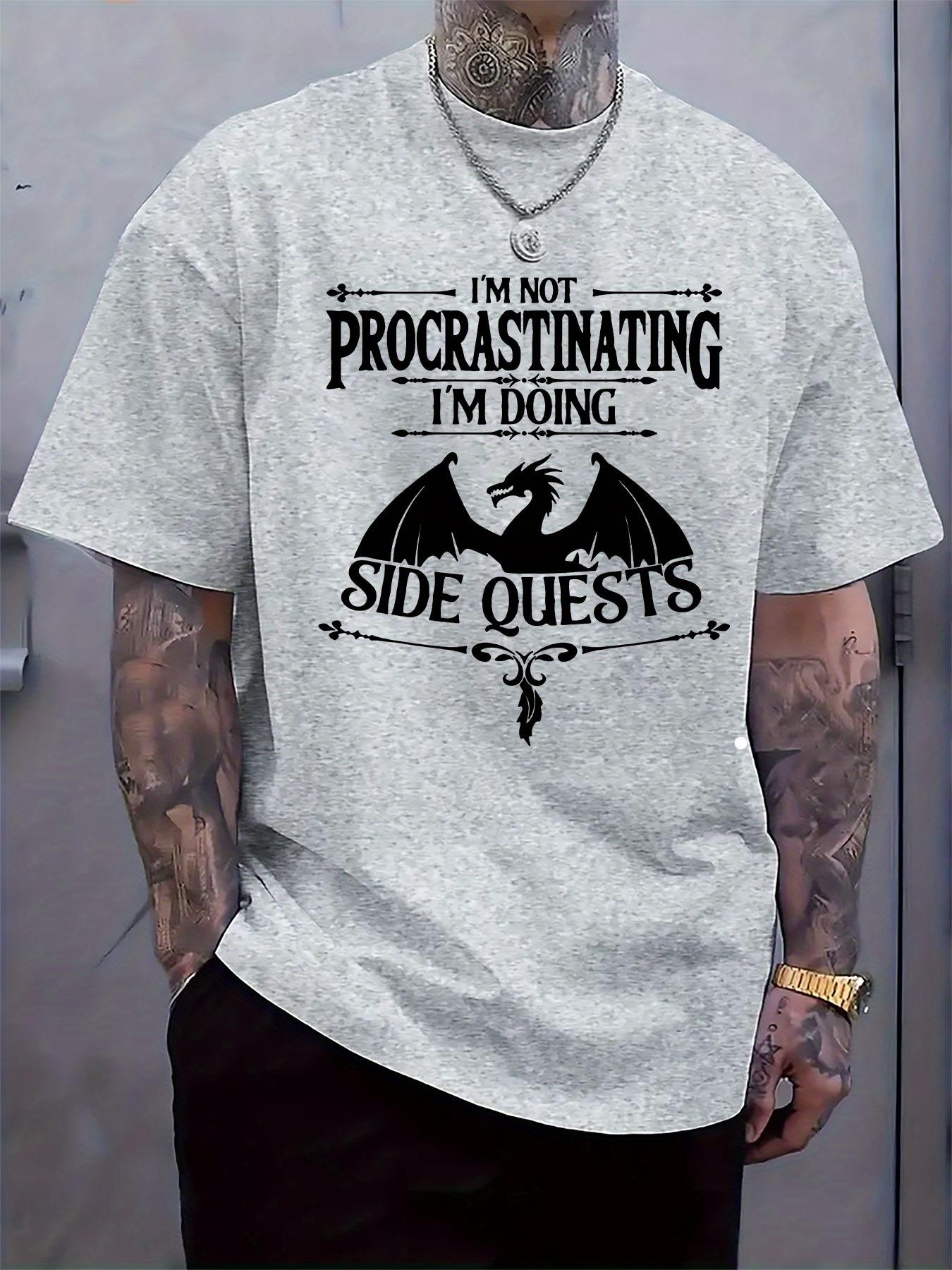 Round Neck Short Sleeve T-shirt with a Dragon-Themed Print XXL
