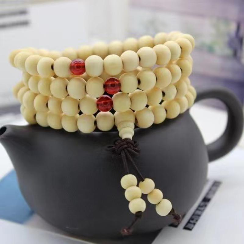 6mm Natural Sandalwood Buddhist Buddha Meditation 108 Beads Wood Prayer Bead Mala Bracelet Women Men Jewelry
