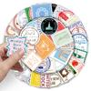57 Retro Cartoon Postmark Stickers for Suitcase, Bicycle, Car, or Laptop – Waterproof Adhesive