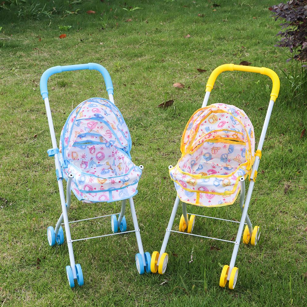 Foldable Baby Stroller Iron Baby Walker Colorful Dolls Pram  for Boys Girls