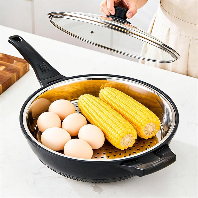 Stainless Steel Thickened Round Steaming Tray Rack Non-toxic Food Grade for Home Restaurant Steamer Use Dumpling Vegetable Steaming