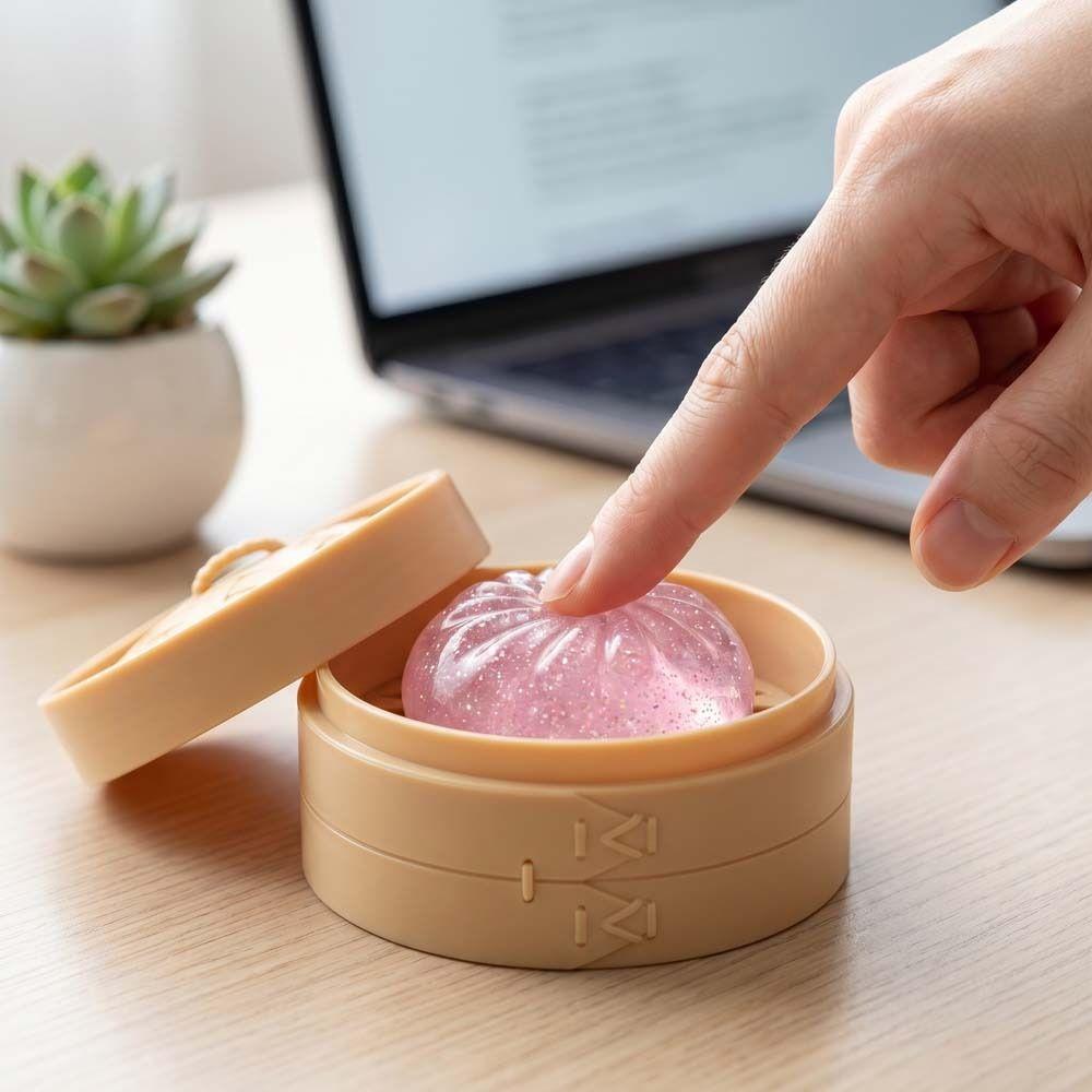 24pcs/set Food Shape Mini Dumplings Squishy With Steamer Fidget Sensory Toy Kids Toy
