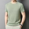 Nuova T-shirt Estiva da Uomo Girocollo Manica Corta Tinta Unita Casual Traspirante Lavorata a Maglia Top Base