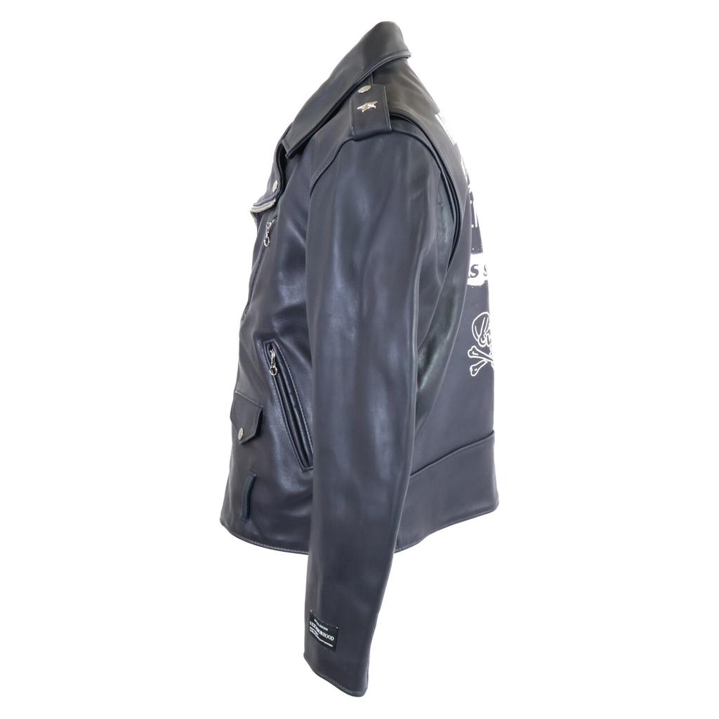 SCHOTT ×NEIGHBORHOODxKostas Seremetis 149UN ONE STAR/One Star Cowhide Back Graphic Double Rider Jacket Jacket 38 NavyUsed